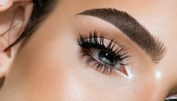 A beautifully microbladed eyebrow close-up