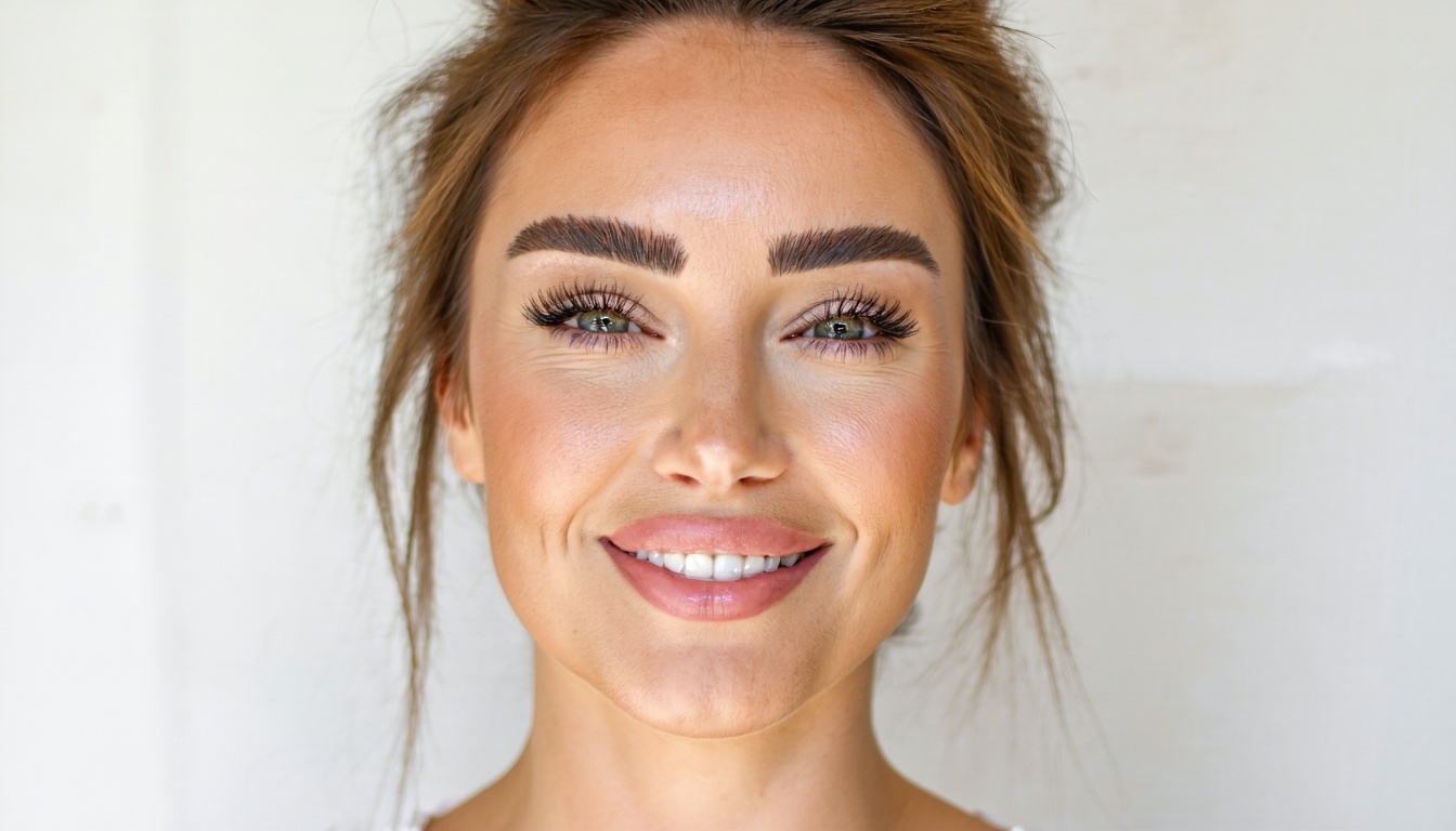 Happy client after eyebrow microblading